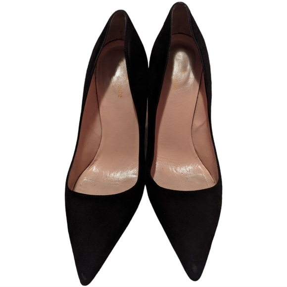 Kate Spade Black Suede Heel Size 8.5 Classic Pumps Formal Dress Point Toe Shoes - Picture 2 of 4